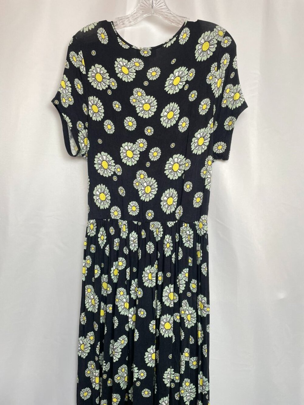 ModCloth Black Daisy Floral Midi Dress Mod Retro Twee 90's with Pockets 1X - Picture 6 of 9